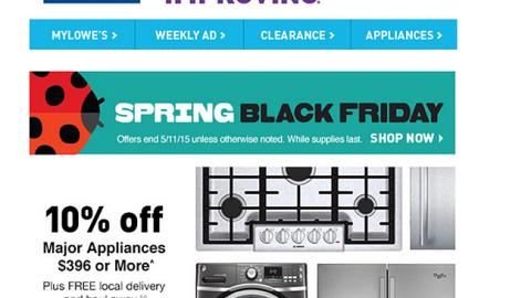 Lowe's 'Spring Black Friday' Email 