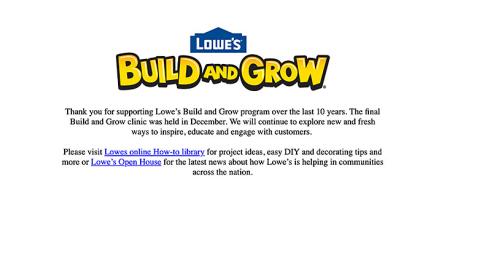 Lowe's Build and Grow 'Thank You' Web Page