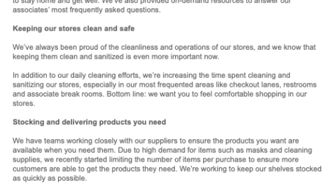 Lowe's COVID-19 Email