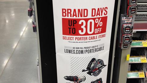Porter-Cable Lowe's 'Brand Days' Standee