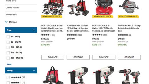 Lowe's 'Porter-Cable Days' Web Page