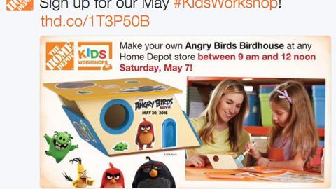 Home Depot Kids Workshop Twitter Update