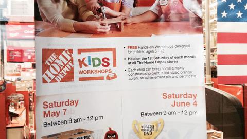 Home Depot 'Kids Workshops' Door Poster