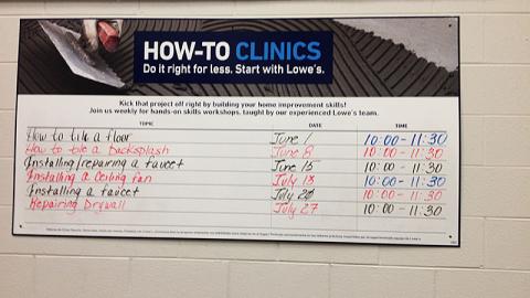 Lowe's 'How-to Clinics' Sign