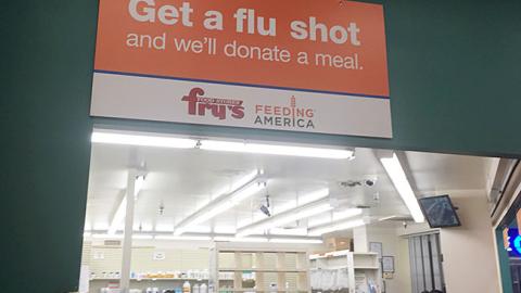 Fry's 'Get a Flu Shot' Ceiling Sign