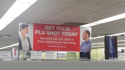 Rite Aid 'Get Your Flu Shot' Ceiling Sign
