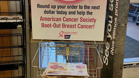 Smith's 'Boot-Out Breast Cancer' Stanchion Sign