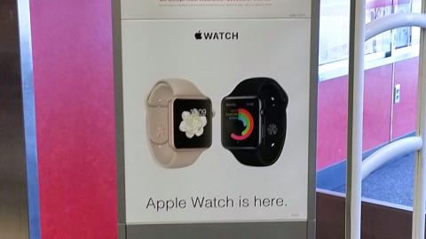 Target 'Apple Watch Is Here' Stanchion Sign