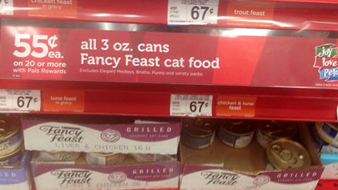 Petco Fancy Feast 'Joy Love Pets' Shelf Sign