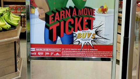 Food Lion 'Earn a Movie Ticket' Stanchion Sign