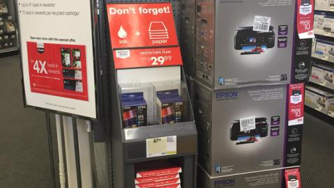 Staples Epson 'Exceed Your Vision' Endcap Display