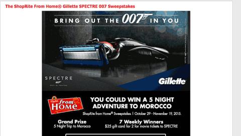 ShopRite Gillette ‘Spectre’ Sweeps Page 