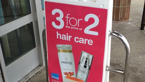 Walgreens '3 for 2' Hair Care A-Board