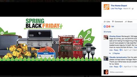 Home Depot 'Spring Black Friday' Facebook Cover