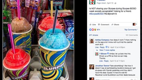 7-Eleven #SlurpeeBOGO Facebook Update