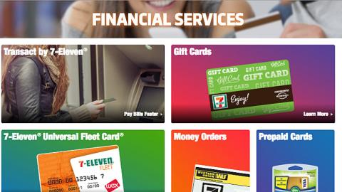 7-Eleven 'Financial Services' Web Page