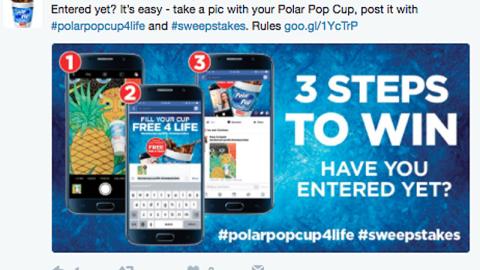 Polar Pop '3 Steps to Win' Twitter Update