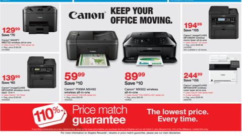 Staples '110% Price Match Guarantee' Feature