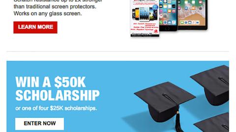 Staples 'Win a $50K Scholarship' Email Ad