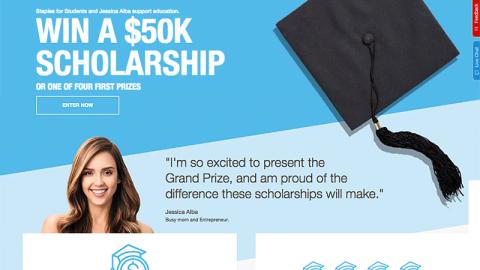 Staples 'Win a $50K Scholarship' Web Page
