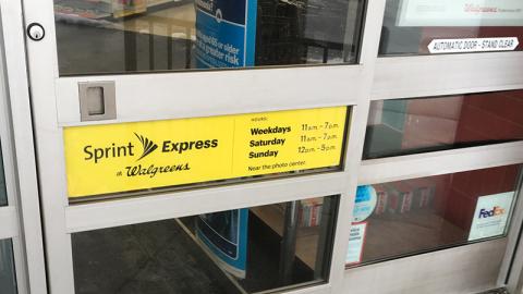 Sprint Express at Walgreens Window Sign