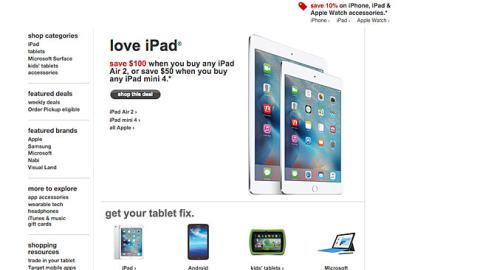 Target.com 'iPad & Tablets' Landing Page