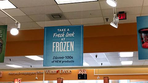 Winn-Dixie 'Take a Fresh Look at Frozen' Ceiling Signs