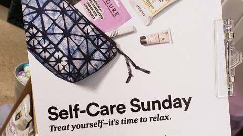 Whole Foods 'Self-Care Sunday' Beauty Bag Rack Sign