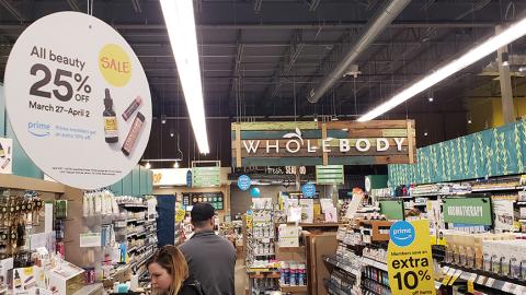 Whole Foods Beauty Sale Ceiling Sign