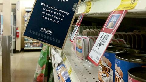 PetSmart 'Buy a Bag, Give a Meal' Shelf Talker