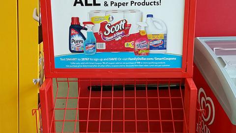 Family Dollar 'Laundry, Cleaning & Paper Products' Rack Sign