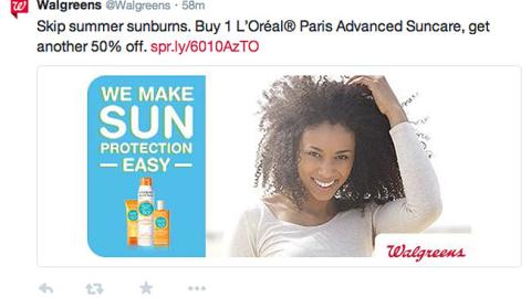 Walgreens L'Oreal Paris 'Suncare' Tweet