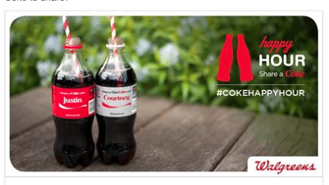 Walgreens Coca-Cola '#cokehappyhour' Facebook Update