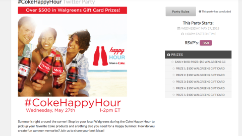 Walgreens Coca-Cola '#CokeHappyHour' Twitter Party Blog Post