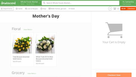 Instacart Whole Foods Mother's Day Shop