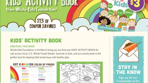Whole Foods 'Kids' Activity Book' Landing Page