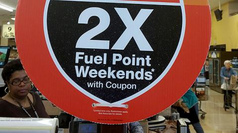 Kroger '2X Fuel Point Weekends' Checkout Sign