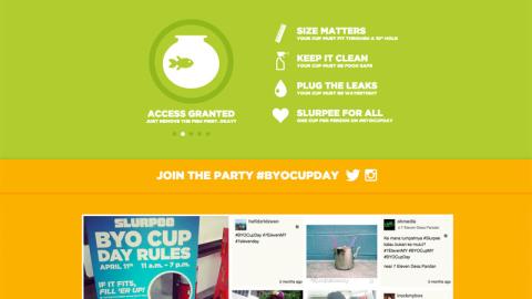 7-Eleven Slurpee 'Bring Your Own Cup Day' Web Page