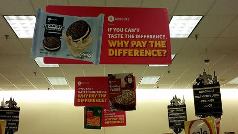 SE Grocers 'Why Pay the Difference?' Ceiling Signs