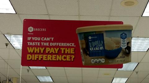 SE Grocers 'Can't Taste the Difference' Ceiling Sign