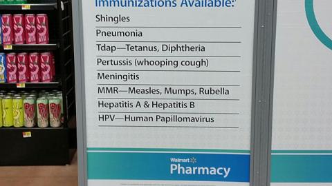 Walmart Pharmacy 'Immunizations Now Available' Sign