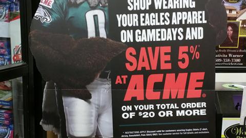 Acme 'Shop Wearing Your Eagles Apparel' Standee