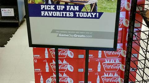 Fry's 'Pick Up Fan Favorites Today' Stanchion Sign
