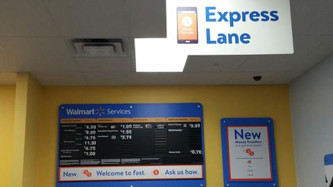 Walmart Services 'Express Lane' Ceiling Sign