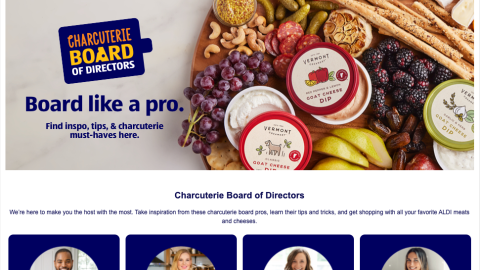 Aldi 'Charcuterie Board of Directors' Web Page