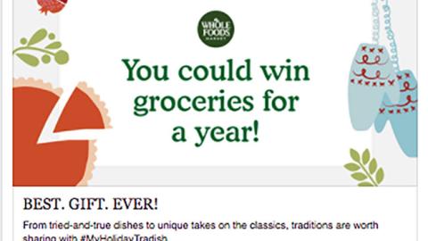 Whole Foods 'Win Groceries for a Year' Sponsored Facebook Update