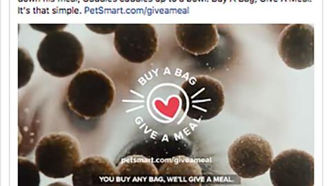 PetSmart 'Buy a Bag, Give a Meal' Facebook Update