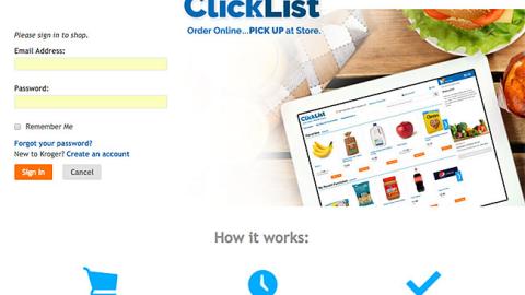 Kroger 'ClickList' Web Page