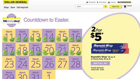 Dollar General 'Countdown to Easter' Page