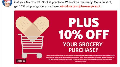 Winn-Dixie 'No Cost Flu Shot' Twitter Update